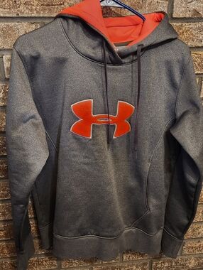 Under Armour Gray Hoodie with Red Logo and Lined Hood